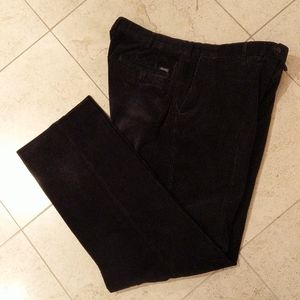 Faconnable Black Flat Front Corduroy Pants 40x38